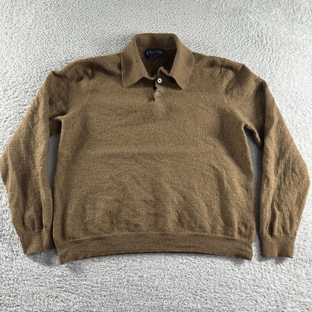 VINTAGE‎ Brooks Brothers Sweater 100% Italian Merino Wool Brown 19x21 FLAWS